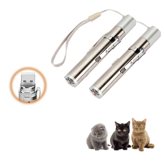 Cat Toys for Indoor Cats, 2 Pieces, Rechargeable, Interactive Kitten Pet Dog Red Dot Chase Light Toy for Cats Fun Playing Exercise