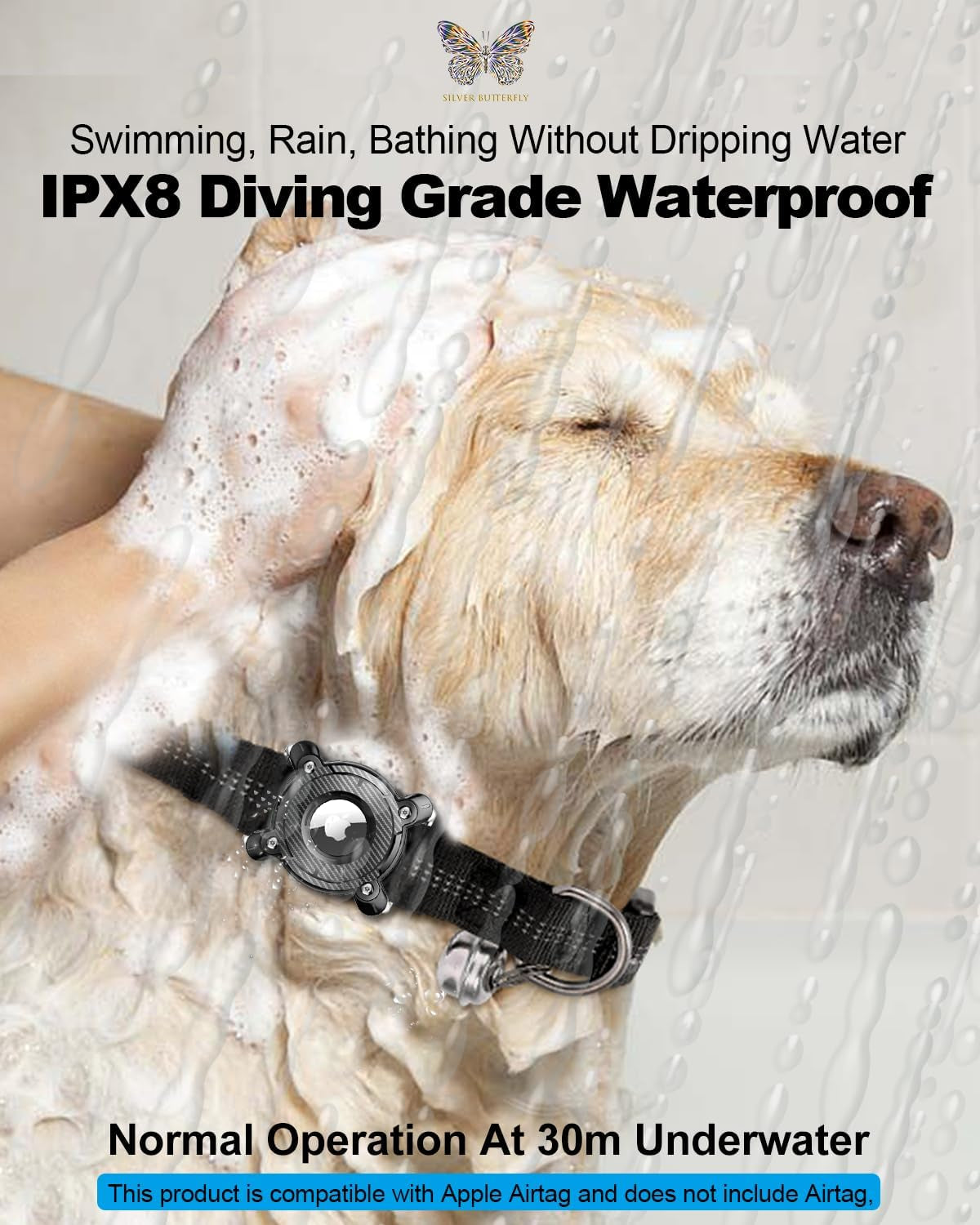 For Airtag (1St & 2Nd Gen) Dog Collar Holder,Ipx8 Waterproof Airtag Holder for Dog Collar,Removable Metal Buckle Strap-Ultralight Hard TPU Dog Collar Airtag Holder,Compatible Apple Airtag