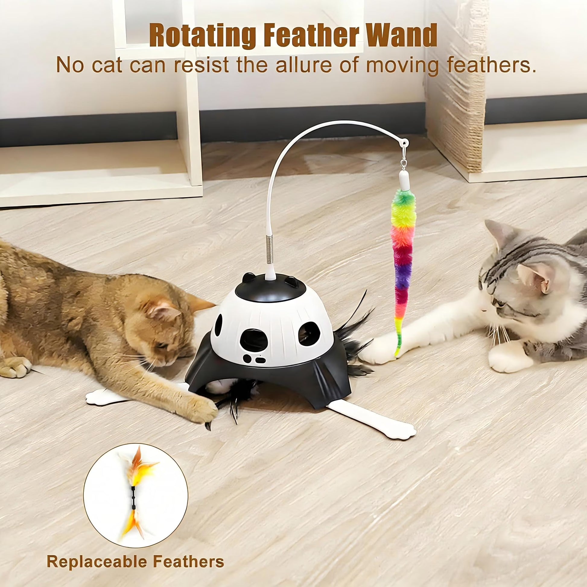 VOCOO Interactive Cat Toys for Indoor Cats, Motion Activate Automatic Cat Toys, 3-In-1 Hunt,Hide and Seek Game, USB Charging (Black)