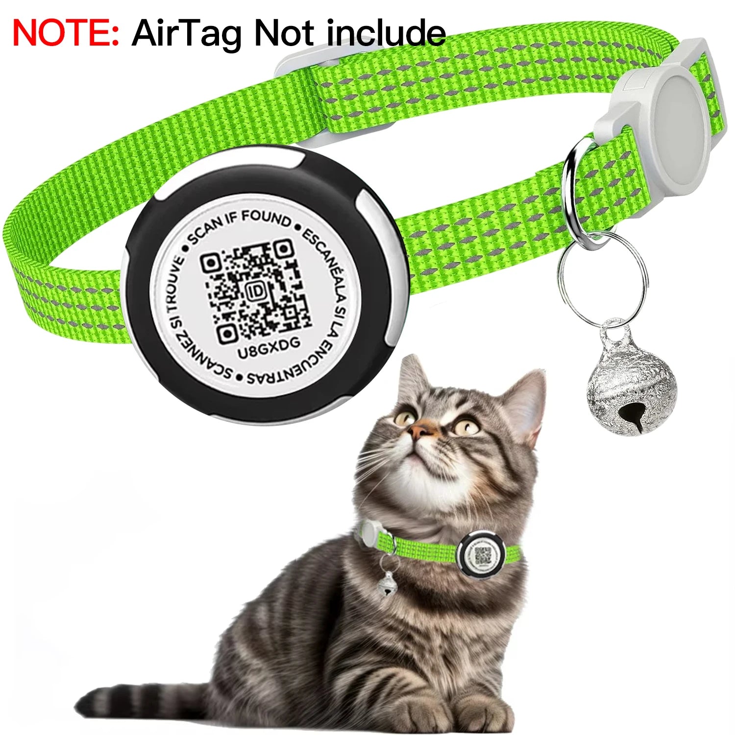 Waterproof Airtag Cat Collar with Airtag Holder, QR Code Tag Protection Shell, Reflective Kitten Collar for All Cats Puppy