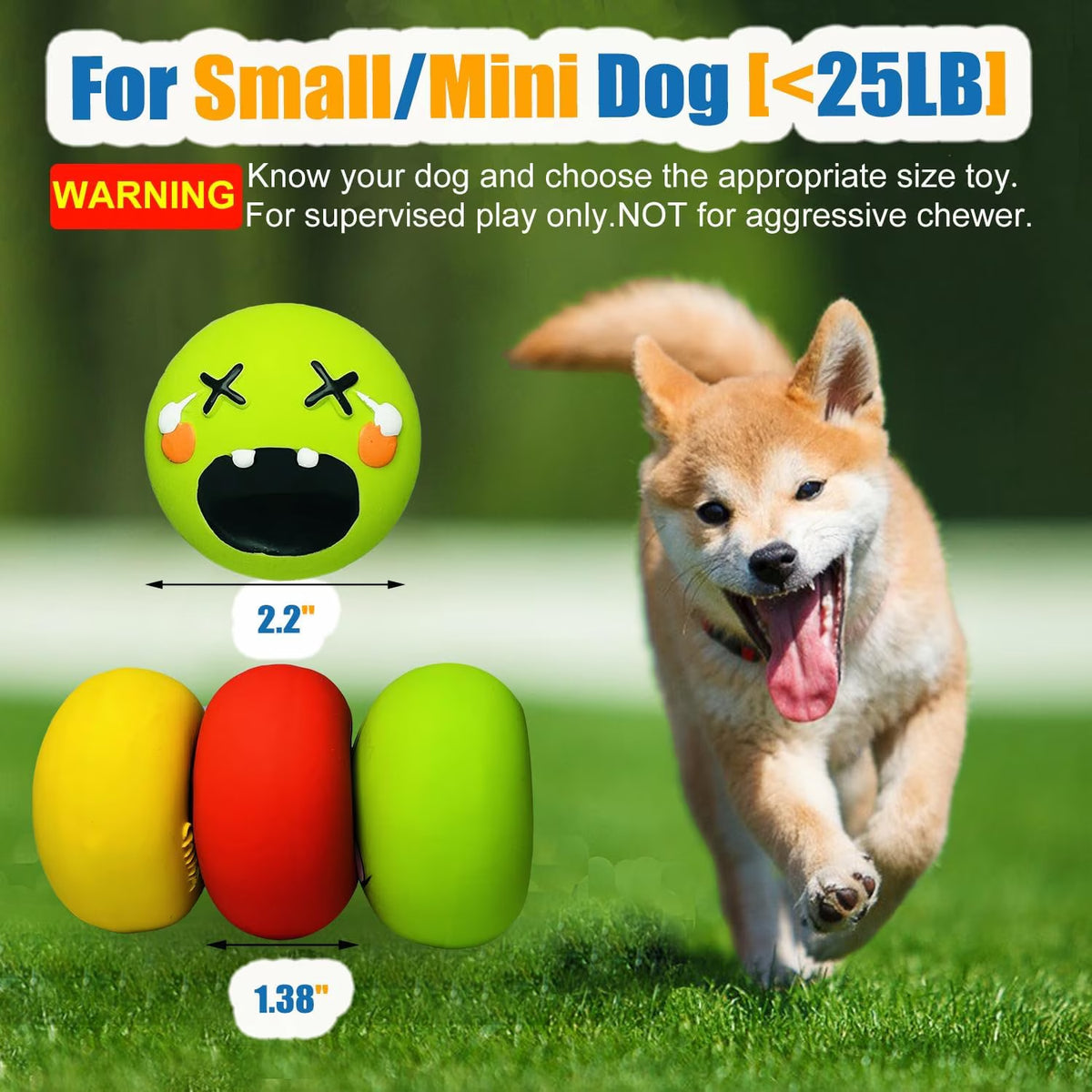 Latex Squeaky Dog Toy for Small Dogs, Soft Small Dog Squeaky Toys, Rubber Squeaky Dog Balls Flat 6Pcs