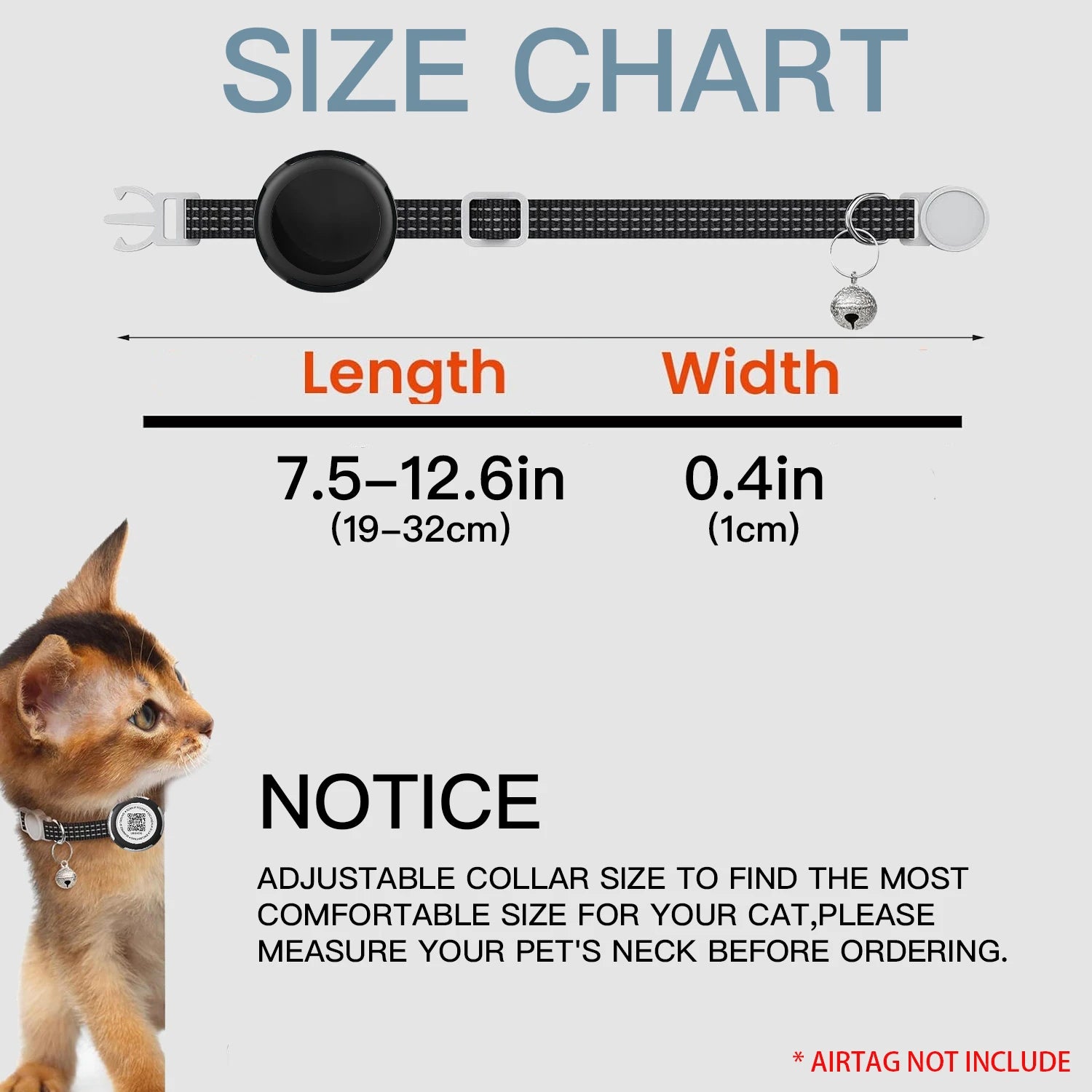 Waterproof Airtag Cat Collar with Airtag Holder, QR Code Tag Protection Shell, Reflective Kitten Collar for All Cats Puppy