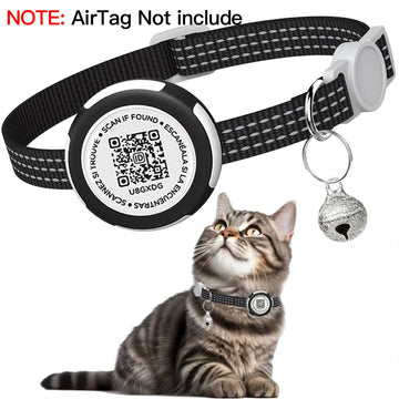 Waterproof Airtag Cat Collar with Airtag Holder, QR Code Tag Protection Shell, Reflective Kitten Collar for All Cats Puppy