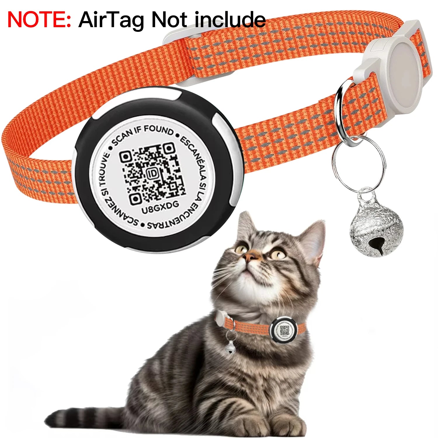Waterproof Airtag Cat Collar with Airtag Holder, QR Code Tag Protection Shell, Reflective Kitten Collar for All Cats Puppy