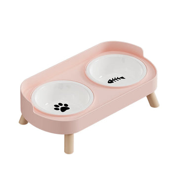 Pet Cat Double Bowl Feeder