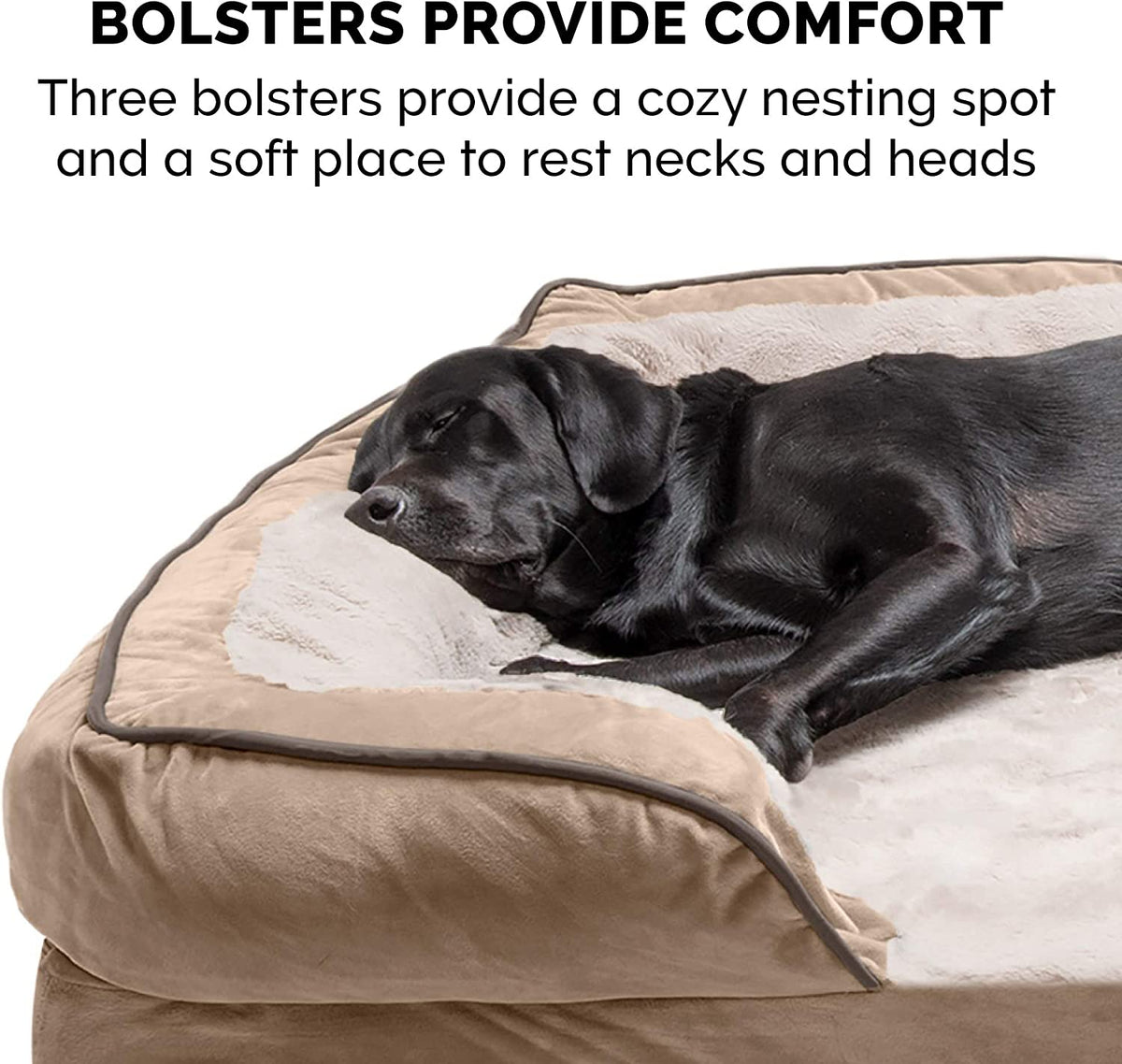 Orthopedic Dog Bed for Large Dogs W/ Removable Bolsters & Washable Cover, for Dogs up to 125 Lbs - Plush & Velvet Waves Perfect Comfort Sofa - Brownstone, Jumbo Plus/Xxl