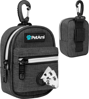 Dog Poop Bag Holder for Leash Waste Bag Dispenser Pet Pouch Charcoal | Doggy Puppy Walking Accessories Travel Camping, Dog Treat Pouch Supplies Must Have, Doggie Poo, Jogging, Walks