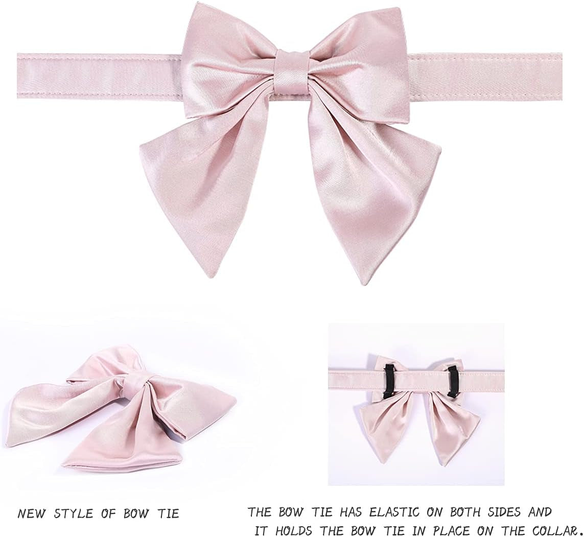Bowtie Dog Collar - Comfortable Silk Dog Collar with Detachable Bow Tie for Small Dogs, Neck 10-16 Inches