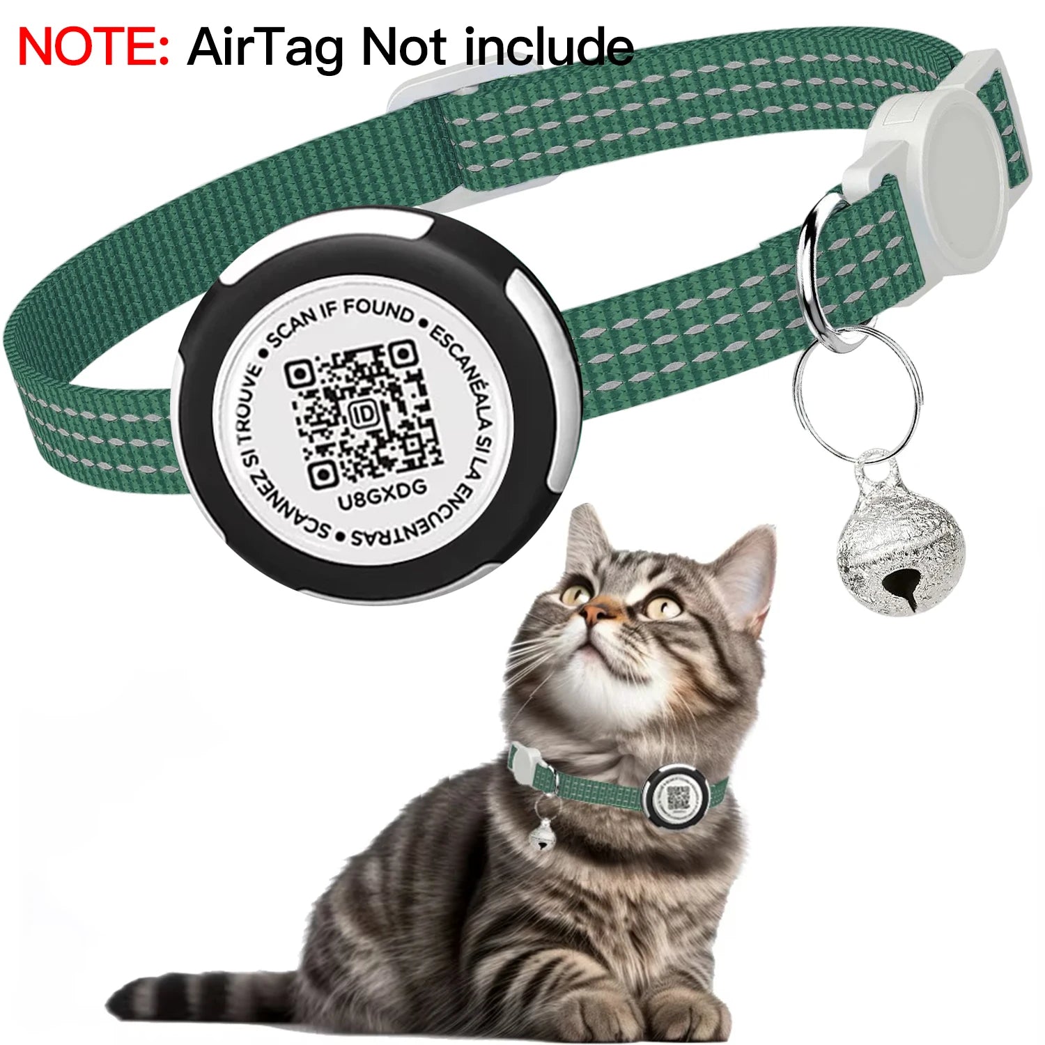 Waterproof Airtag Cat Collar with Airtag Holder, QR Code Tag Protection Shell, Reflective Kitten Collar for All Cats Puppy