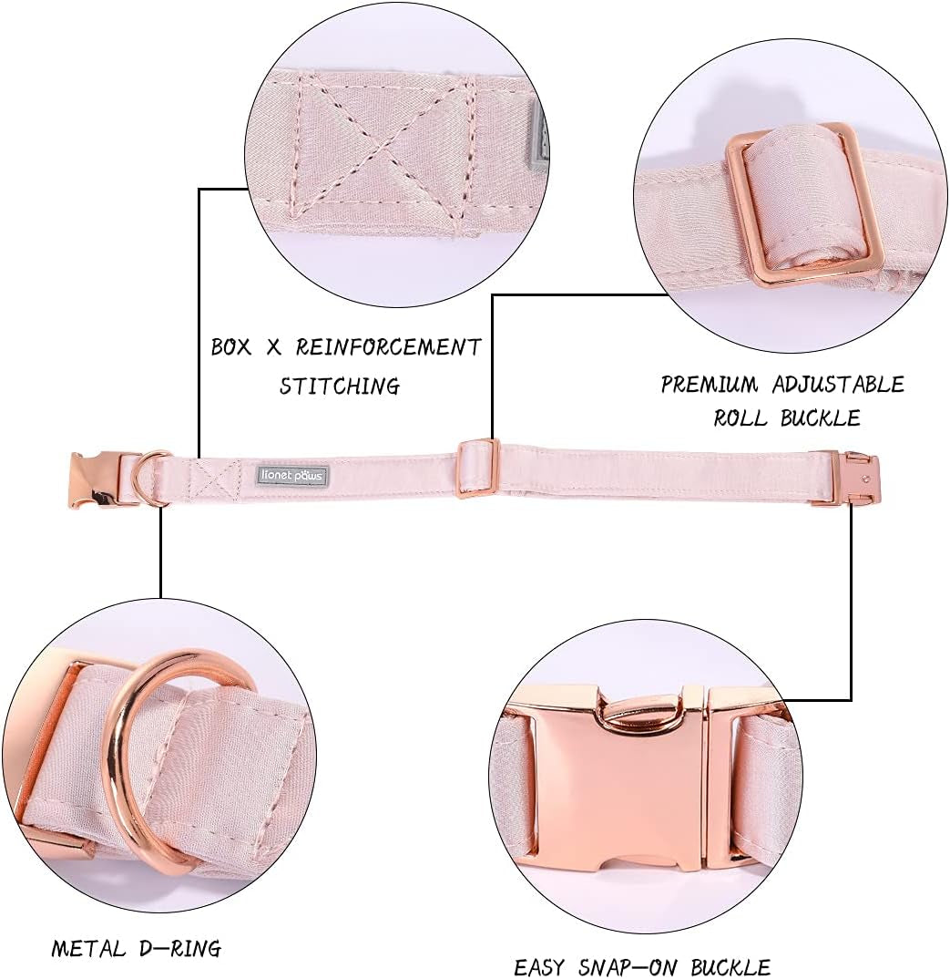 Bowtie Dog Collar - Comfortable Silk Dog Collar with Detachable Bow Tie for Small Dogs, Neck 10-16 Inches