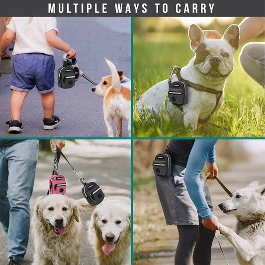 Dog Poop Bag Holder for Leash Waste Bag Dispenser Pet Pouch Charcoal | Doggy Puppy Walking Accessories Travel Camping, Dog Treat Pouch Supplies Must Have, Doggie Poo, Jogging, Walks