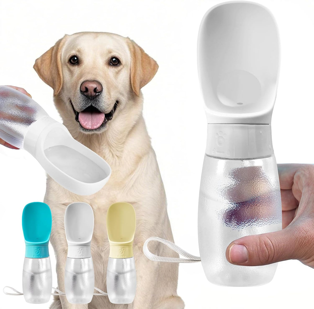 Dog Water Bottle, 19Oz Leak Proof Portable Puppy Water Dispenser with Drinking Feeder for Pets Outdoor Walking, Hiking, Travel, BPA Free Food Grade Plastic
